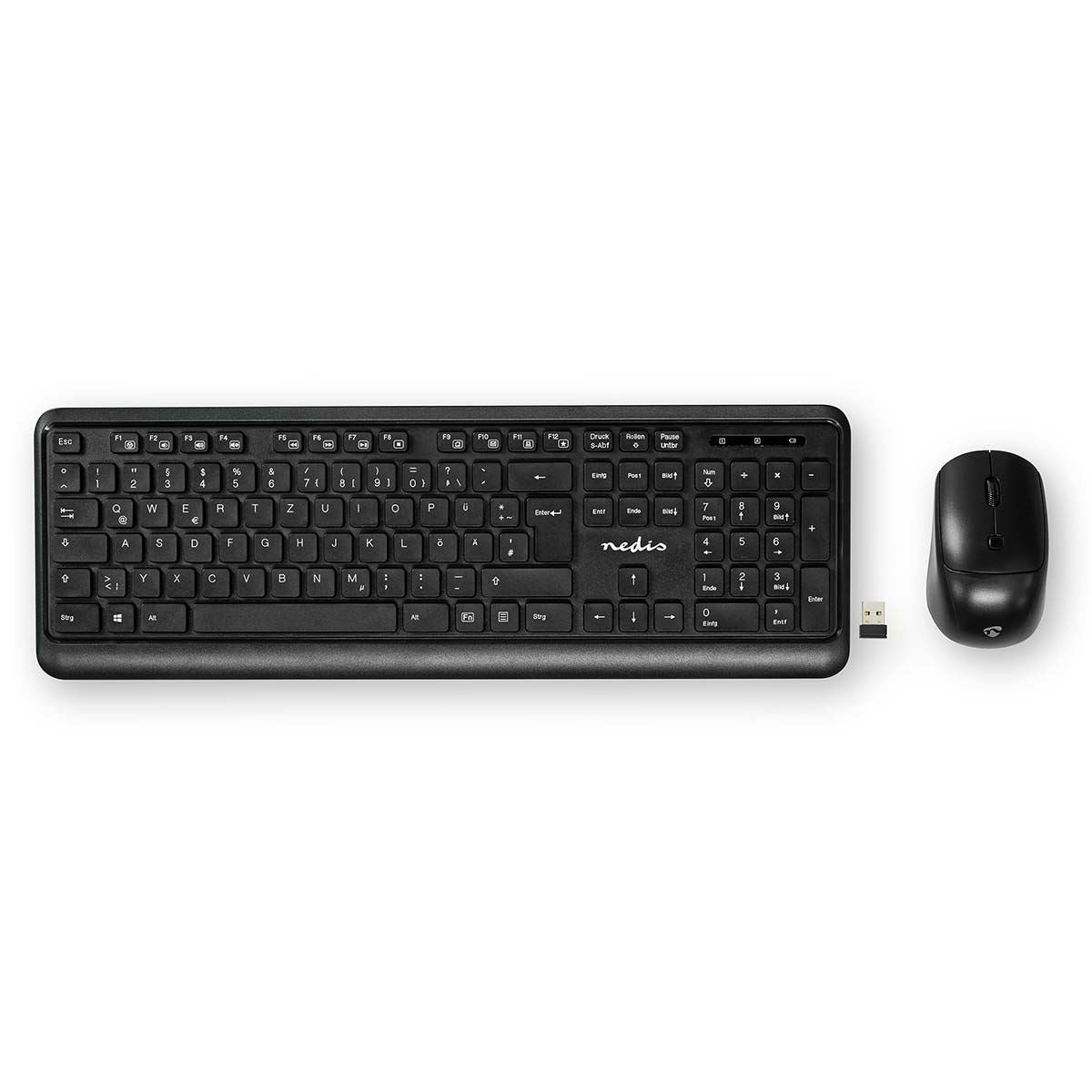 Nedis Mouse and Keyboard Set | Wireless | Mouse and keyboard connection: USB | 800 / 1200 / 1600 dpi | Adjustable DPI | QWERTZ | DE Layout