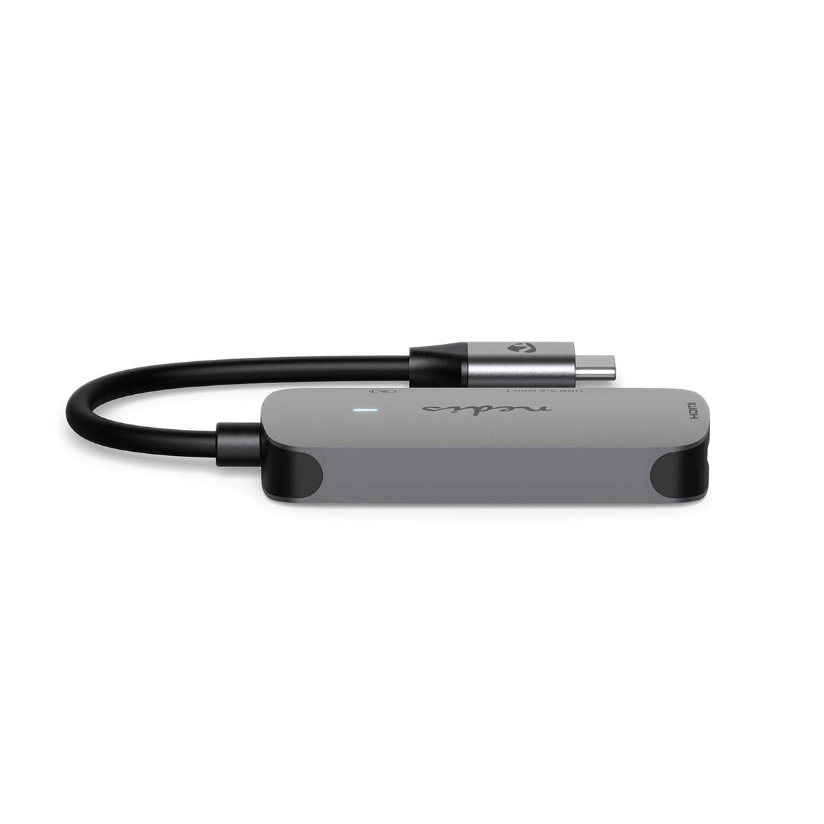 Nedis USB Multi-Port Adapter | USB 3.2 Gen 1 | USB-C™ Male | HDMI™ Output / USB-A Female / USB-C™ Female | 5 Gbps | 0.10 m | Round | Nickel Plated | PVC | Grey | Box