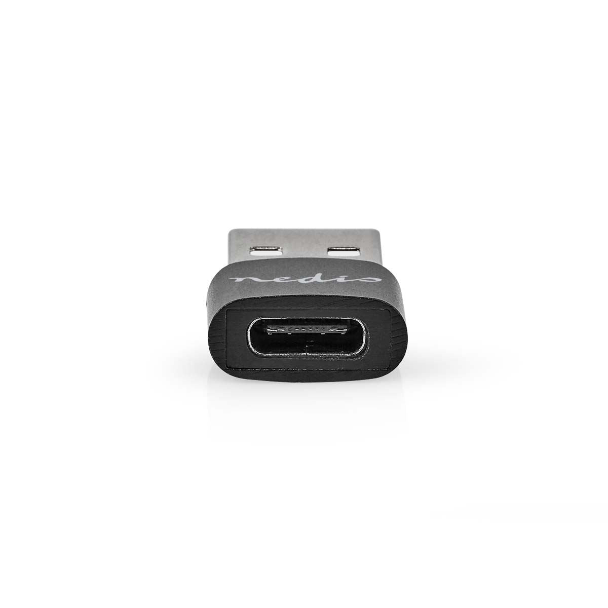 Nedis USB-A Adapter | USB 2.0 | USB-A Male | USB-C™ Female | 480 Mbps | Round | Nickel Plated | Black | Box