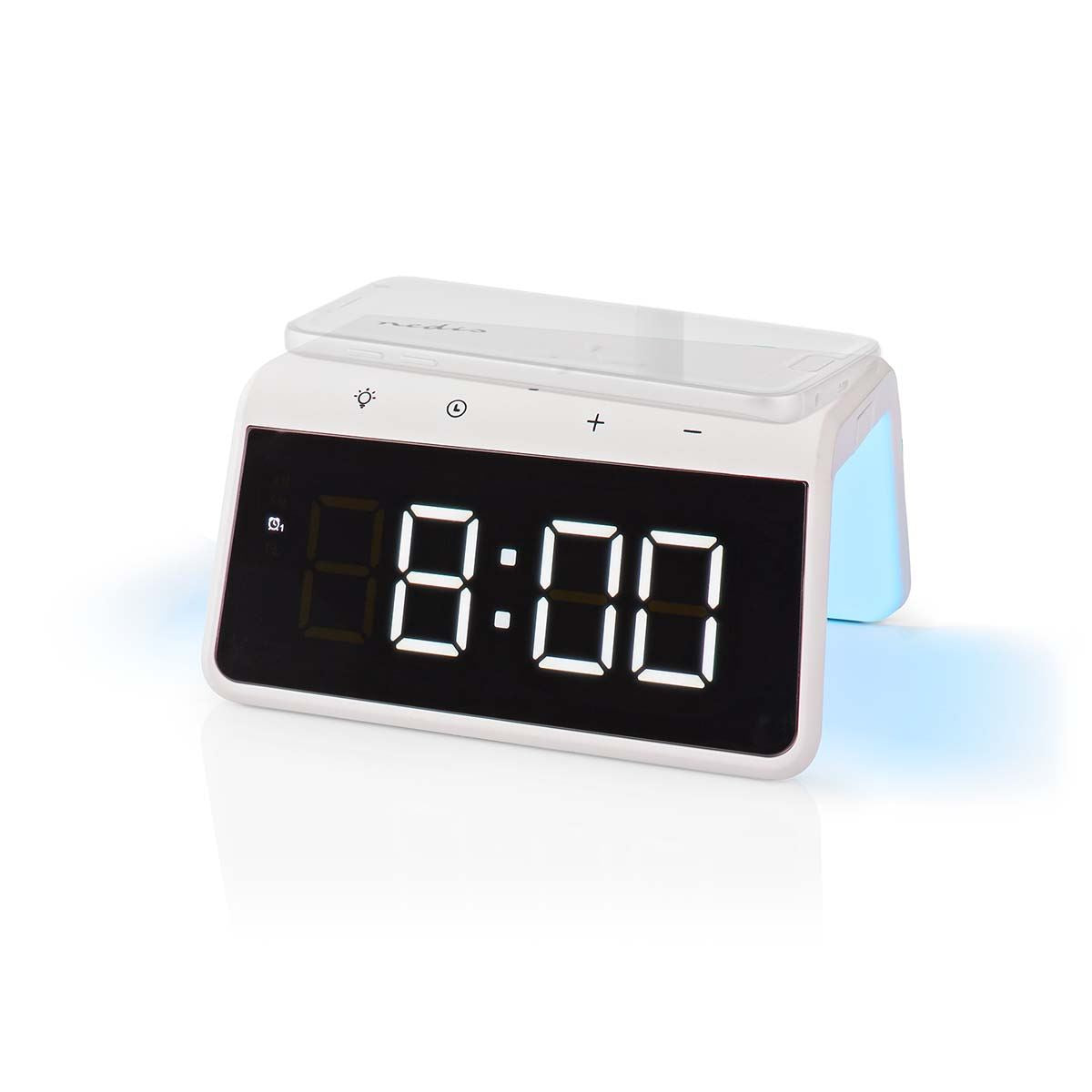 Nedis Alarm clock with wireless charging | Qi certified | 5 / 7.5 / 10 / 15 W | USB-A Male | Night Light | 2 Alarm Times | Snooze function