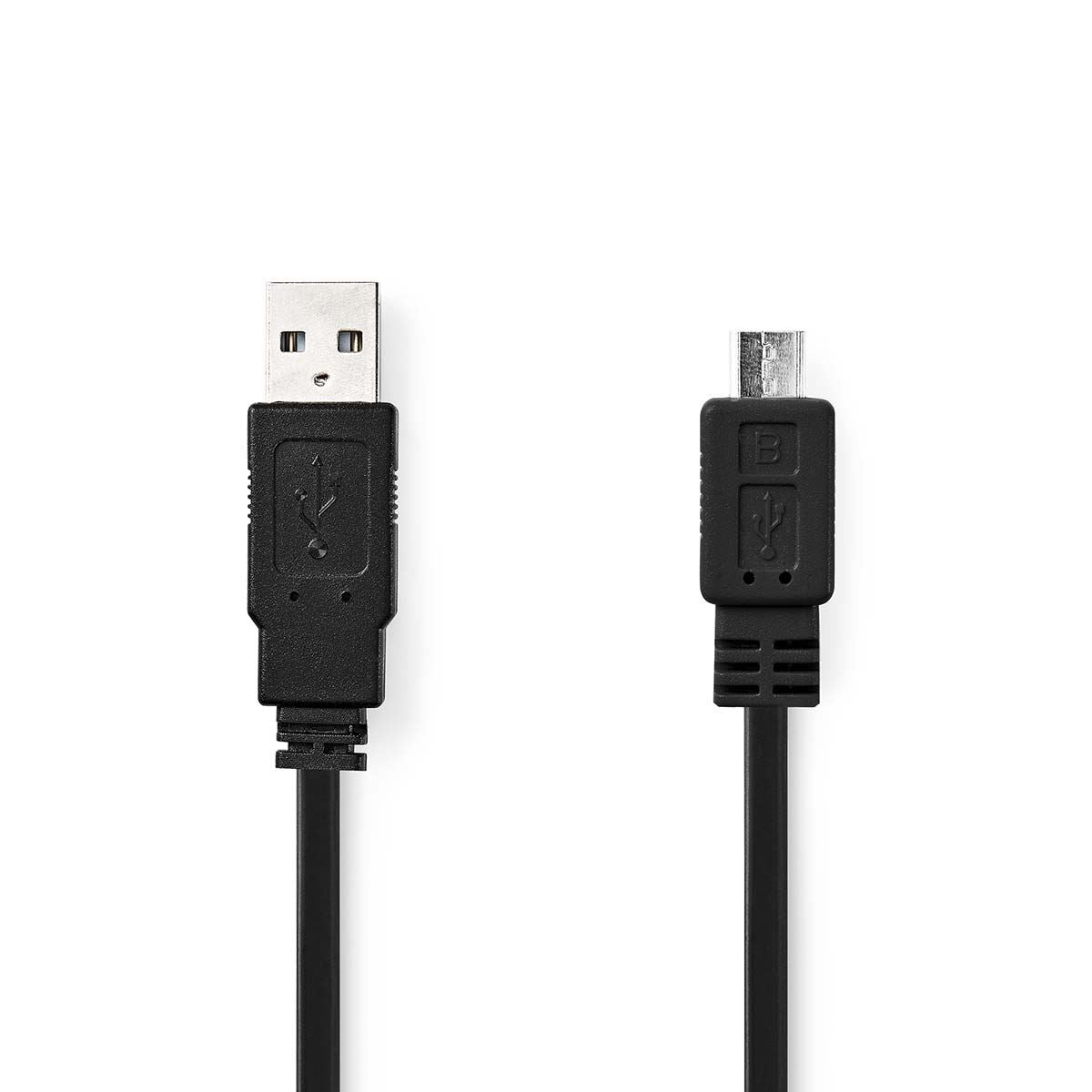 Nedis USB Cable | USB 2.0 | USB-A Male | USB Micro-B Male | 480 Mbps | Nickel Plated | 1.00 m | Flat | PVC | Black | Envelope