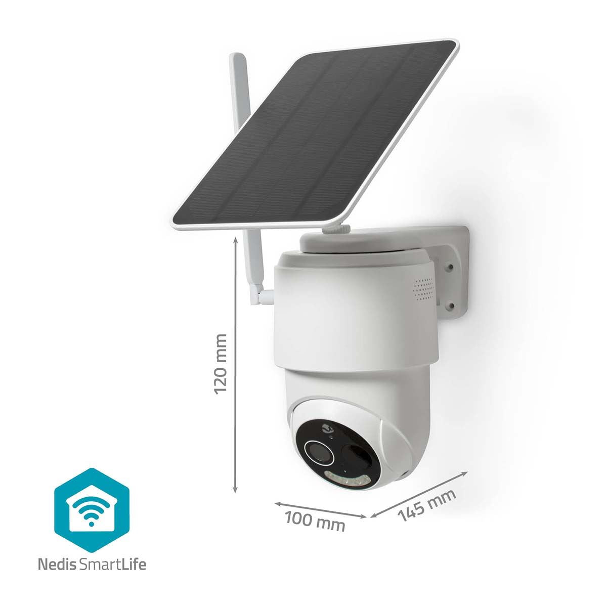 Nedis SmartLife Outdoor Camera | 4G | Full HD 1080p | Pan tilt | IP65 | Cloud Storage (optional) / microSD (not included) | 5 V DC | With motion sensor | Night vision | White