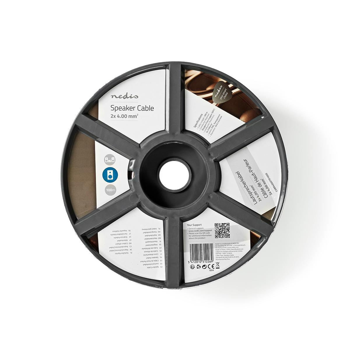 Nedis Speaker Cable | 2 x 4.00 mm² | Copper | 100.0 m | Round | PVC | Transparent | Reel