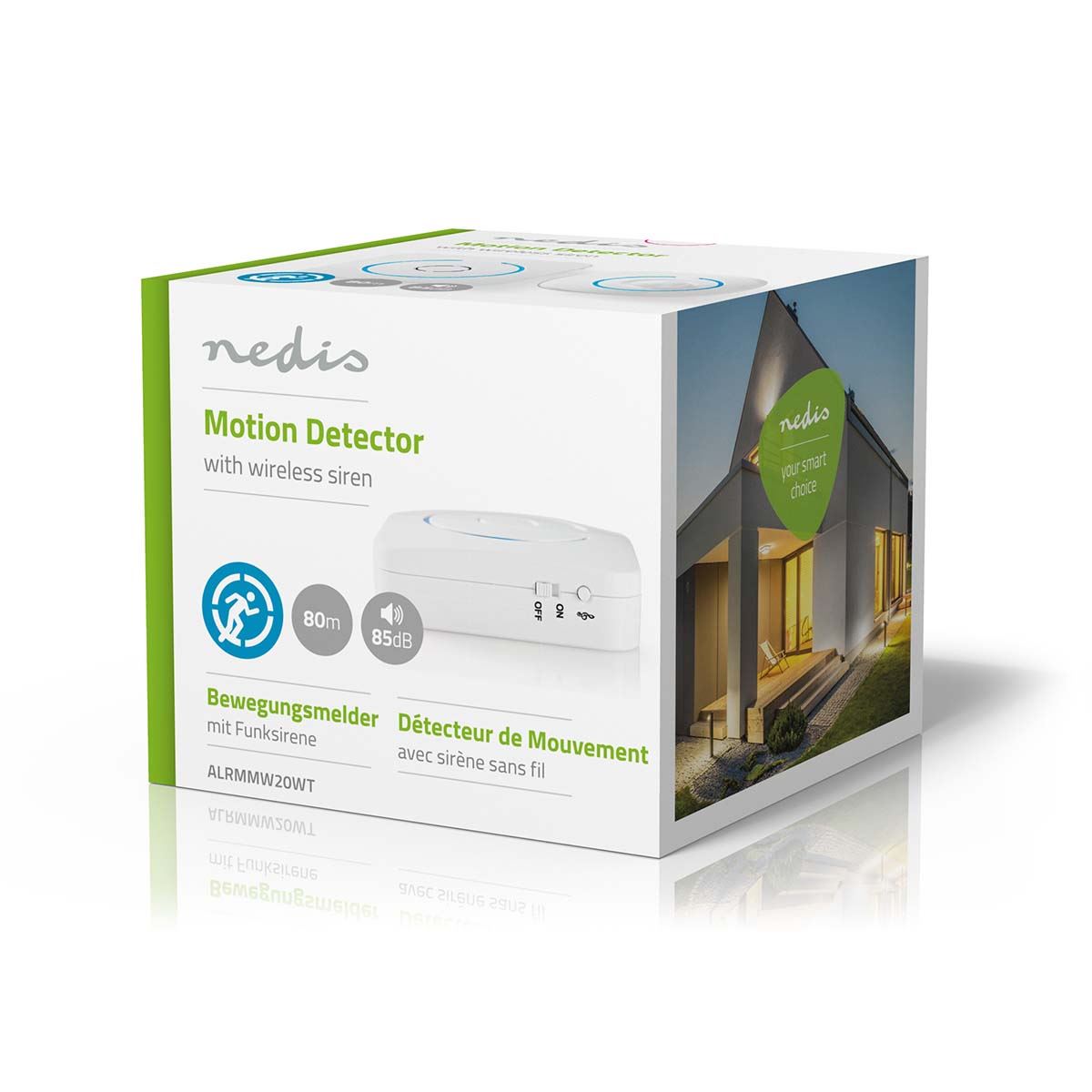 Nedis Motion Detection Alarm | Battery Powered | 6x AA/LR6 | 85 dB | Detector range: 6 m | Wall | Blue / White