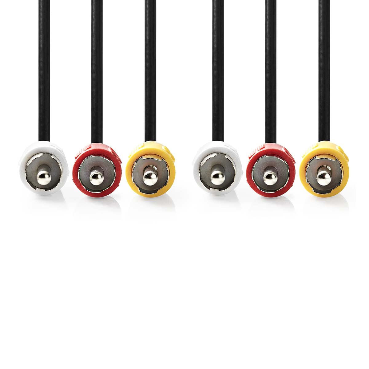 Nedis Composite Video Cable | 3x RCA Male | 3x RCA Male | Nickel Plated | 480p | 1.50 m | Round | PVC | Black | Label