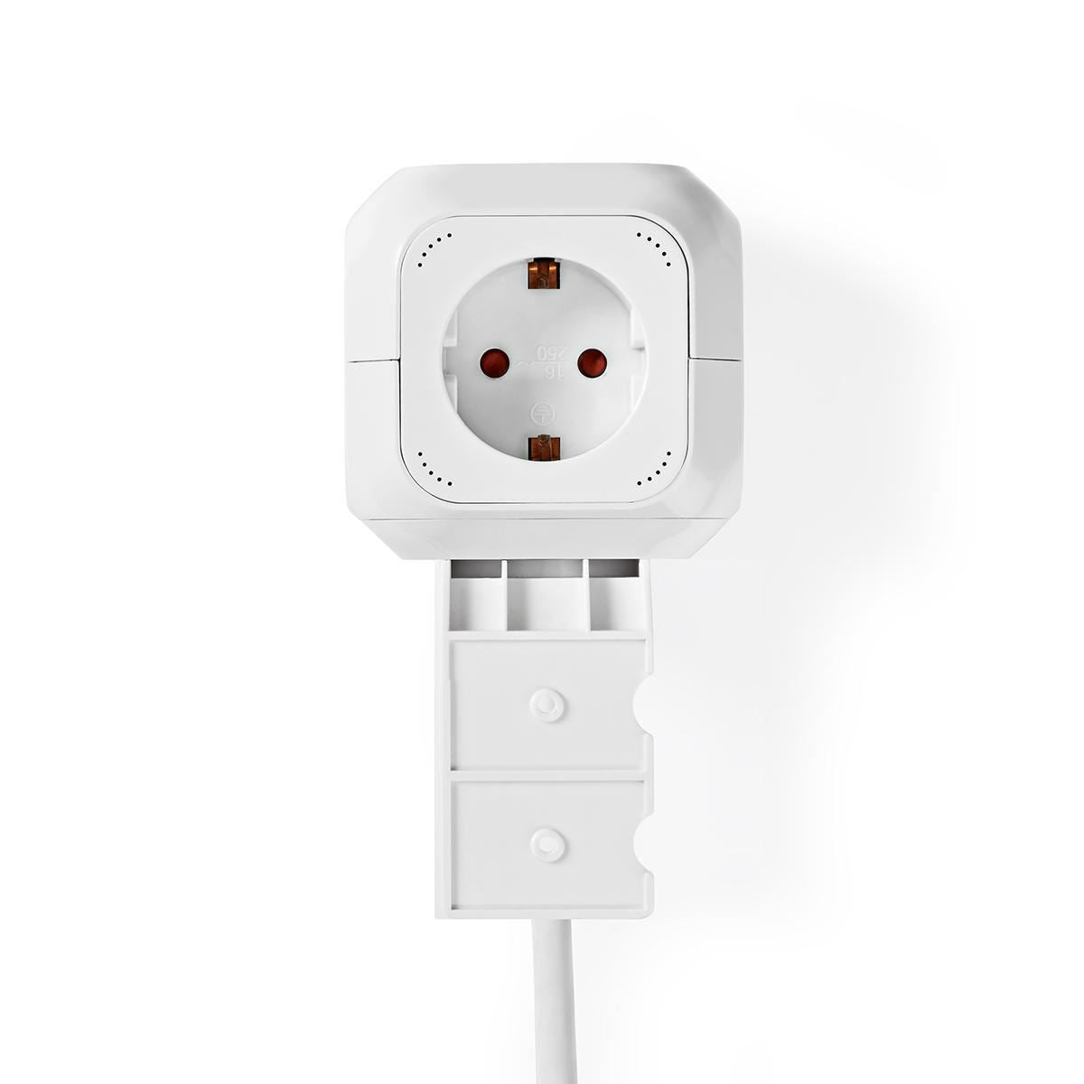Nedis Extension Socket | Type F (CEE 7/7) | 4-Way | 1.50 m | 3680 W | 16 A | Kind of grounding: Side Contacts | 230 V AC 50/60 Hz | Socket angle: 90 ° | H05VV-F 3G1.5mm² | White
