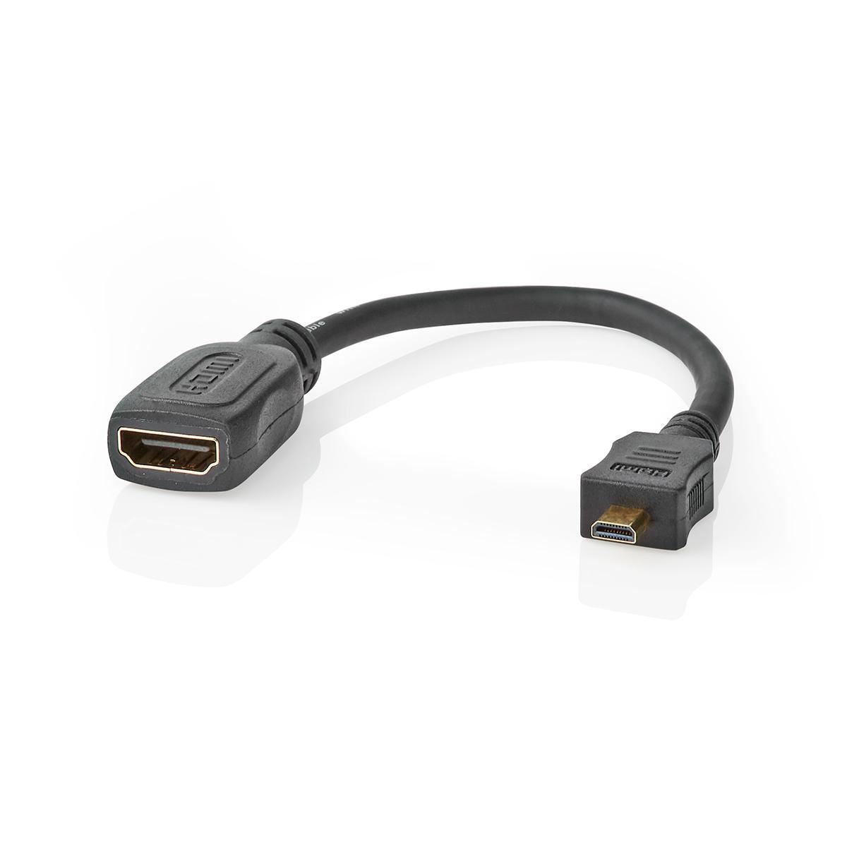 Nedis High Speed HDMI™ Cable with Ethernet | HDMI™ Micro Connector | HDMI™ Output | 4K@30Hz | 10.2 Gbps | 0.20 m | Round | ABS / PVC | Black | Tag