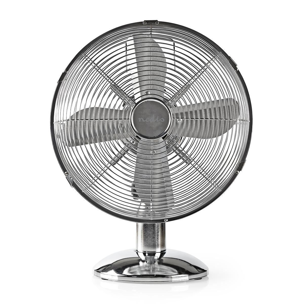 Nedis Table Fan | Mains Powered | Diameter: 300 mm | 35 W | Oscillation | 3-Speed | Chrome