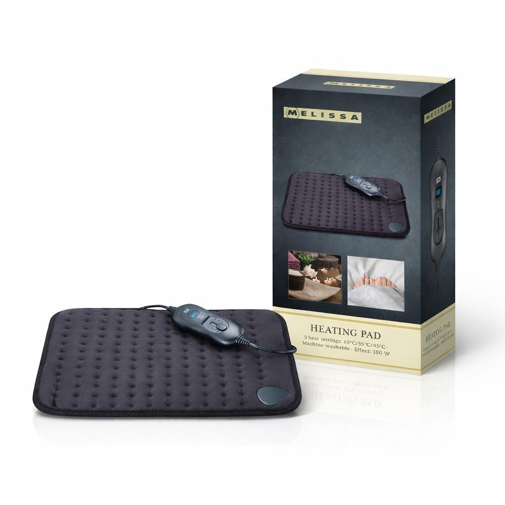 MELISSA Heating Pad 3 Heat Settings | 40 x 30 cm | Overheating protection | Washable | Black