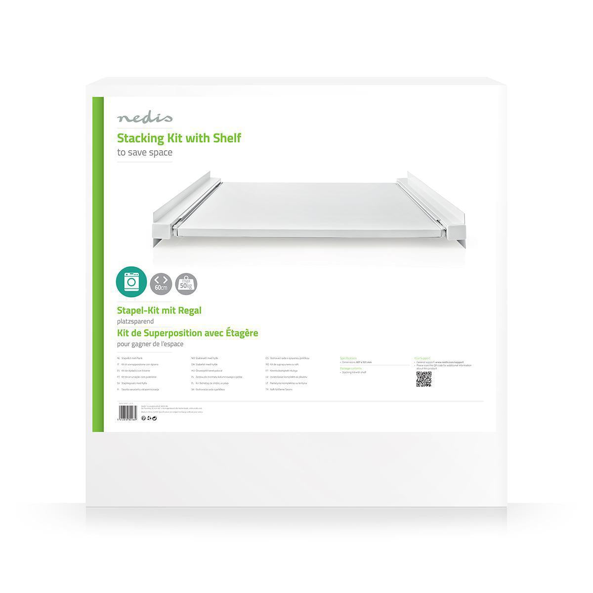 Nedis Universal Stacking Kit for Washing Machine & Dryer | Universal | Pull-out shelf | 15 | 605 mm | White