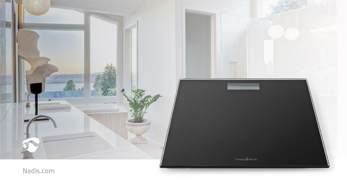 Nedis Personal Scale | Digital | Black | Tempered Glass | Maximum weighing capacity: 150 kg