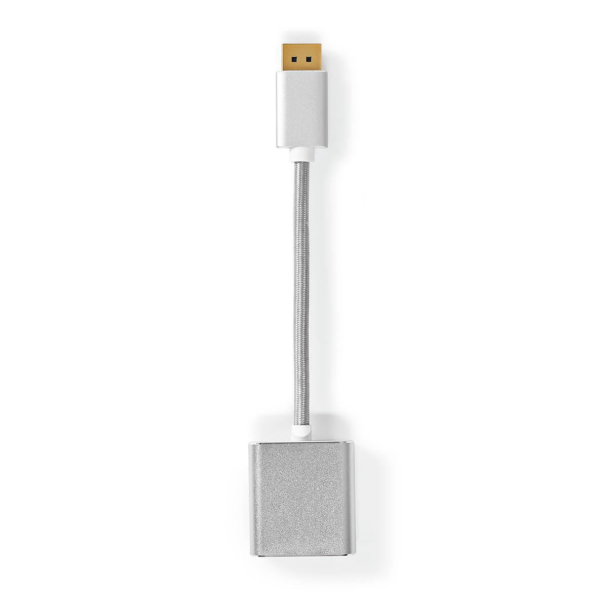 Nedis DisplayPort Cable | DisplayPort Male | DVI-D 24+1-Pin Female | 1080p | Gold Plated | 0.20 m | Round | Braided | Silver | Cover Window Box