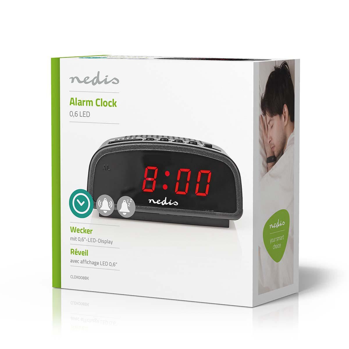 Nedis Digital Desk Alarm Clock | LED Display | Snooze function | No | Black