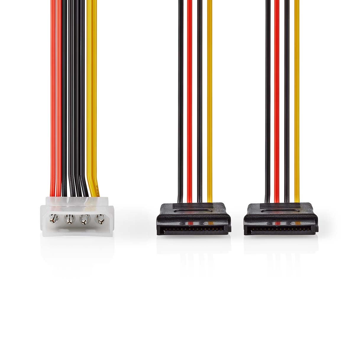 Nedis Internal Power cable | Molex Male | 2x SATA 15-Pin Female | Gold Plated | 0.15 m | Round | PVC | Multi Colour | Box