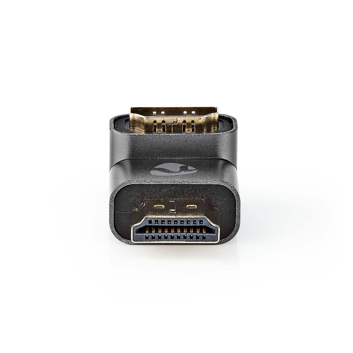 Nedis HDMI™ Adapter | HDMI™ Connector / HDMI™ Male | HDMI™ Output | Gold Plated | Angled 90° | Aluminium | Gun Metal Grey | 1 pcs | Cover Window Box