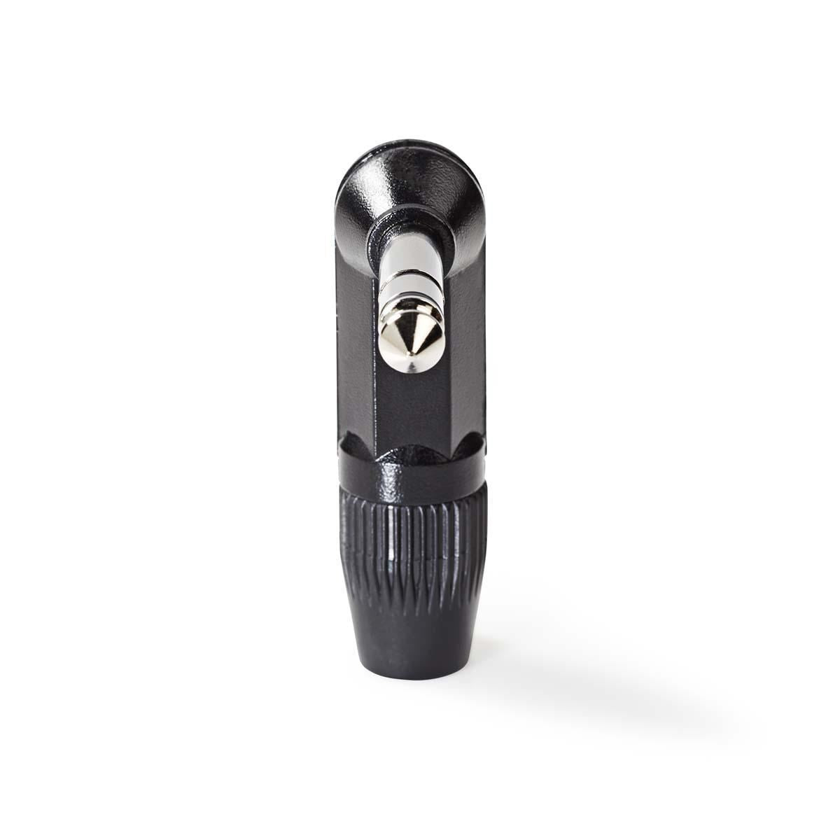 Nedis 6.35 mm Connector | Angled | Male | Nickel Plated | Solder | Cable input diameter: 8.0 mm | Aluminium | Black | Polybag | 1 pcs