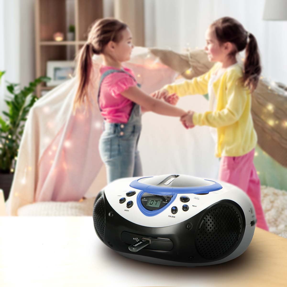 Lenco Portable FM Radio CD and USB player Blue