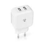Nedis Wall Charger | 24 W | Quick charge feature | 2x 2.4 A | Number of outputs: 2 | 2x USB-A | No Cable Included | Single Voltage Output | White