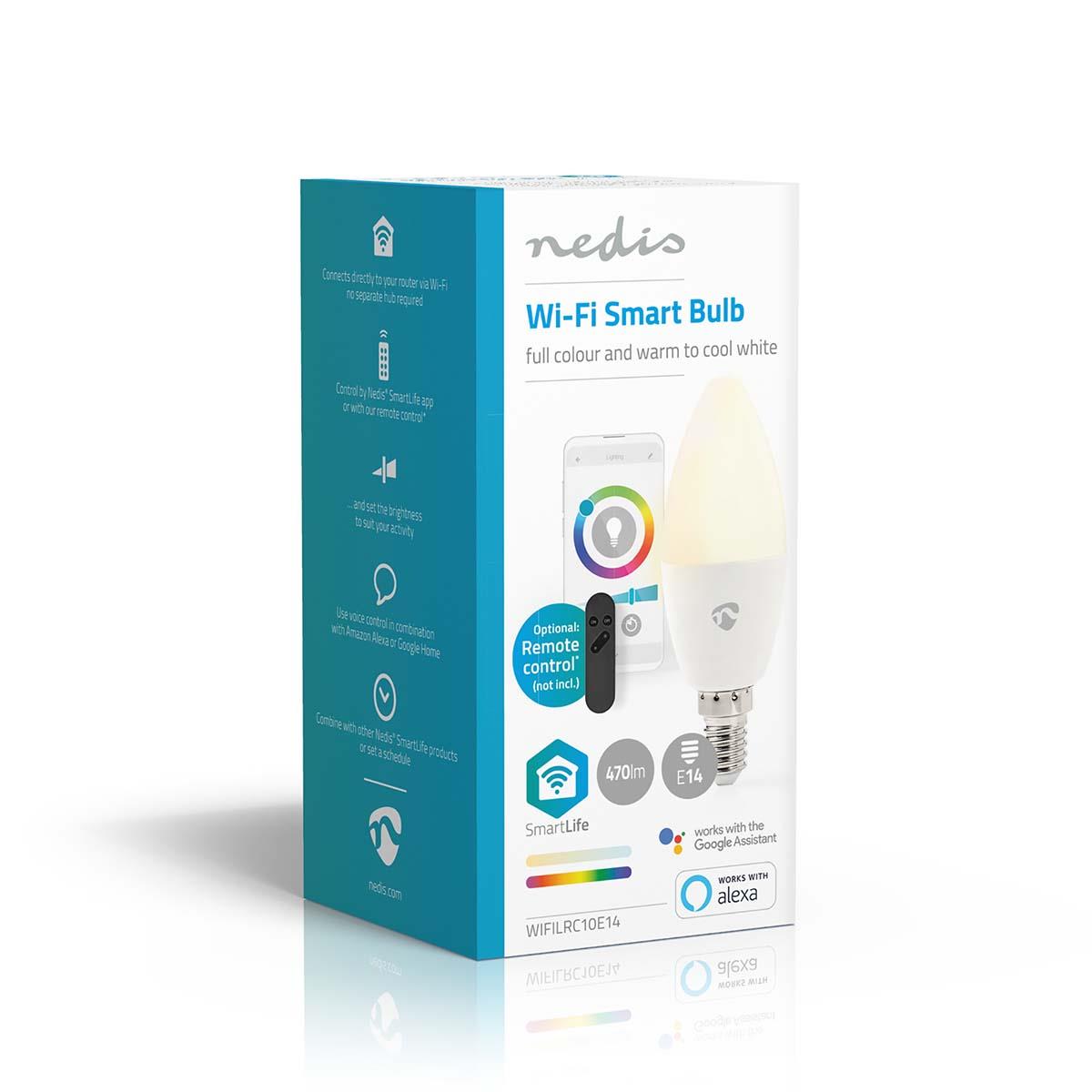 Nedis SmartLife Full Colour LED Bulb | Wi-Fi | E14 | 470 lm | 4.9 W | RGB / Warm to Cool White | 2700 - 6500 K | Android™ / IOS | Candle | 1 pcs