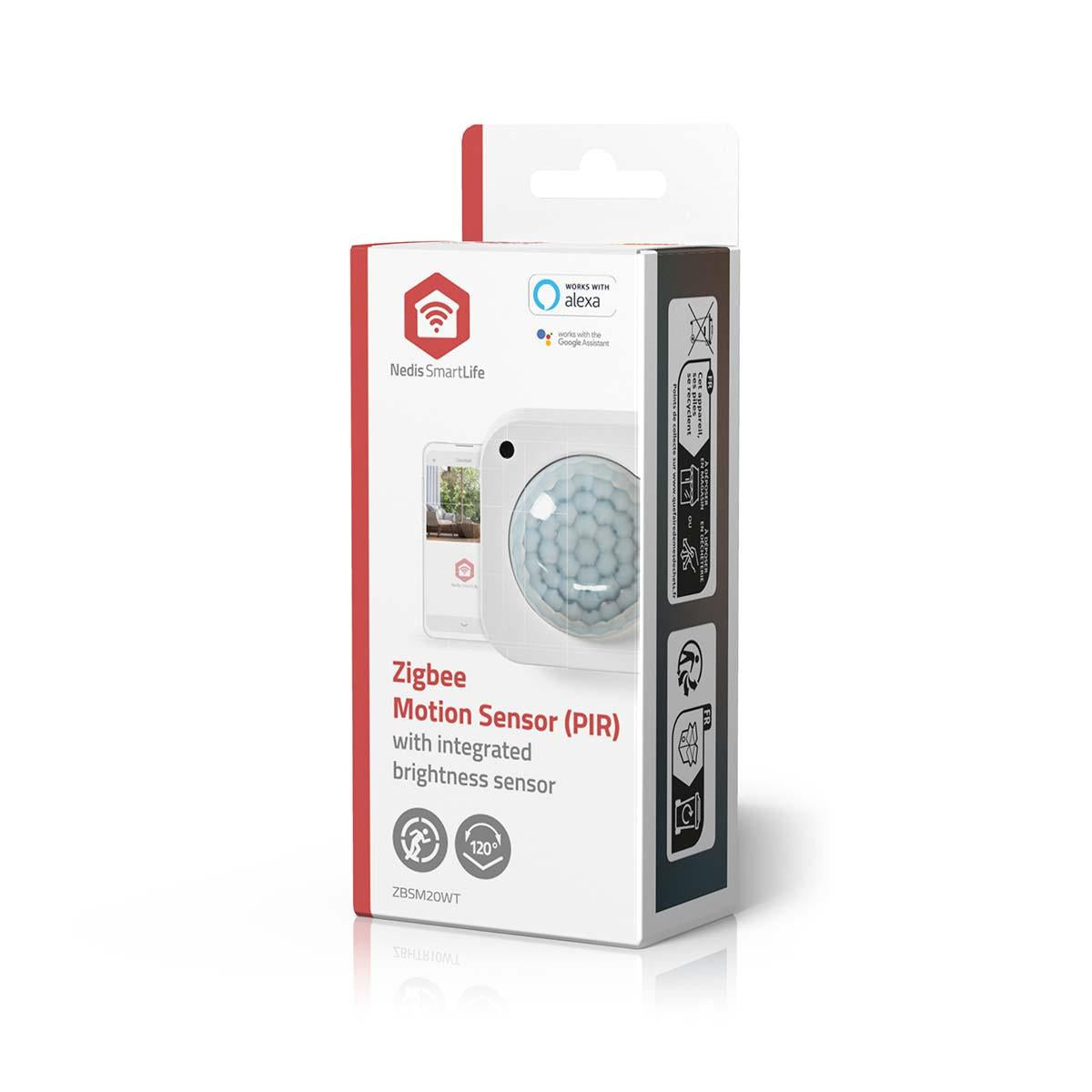 Nedis SmartLife Motion Sensor | Zigbee 3.0 | Battery Powered / USB Powered | Detector angle: 100 ° | Detector range: 7 m | Max. battery life: 24 Months | White