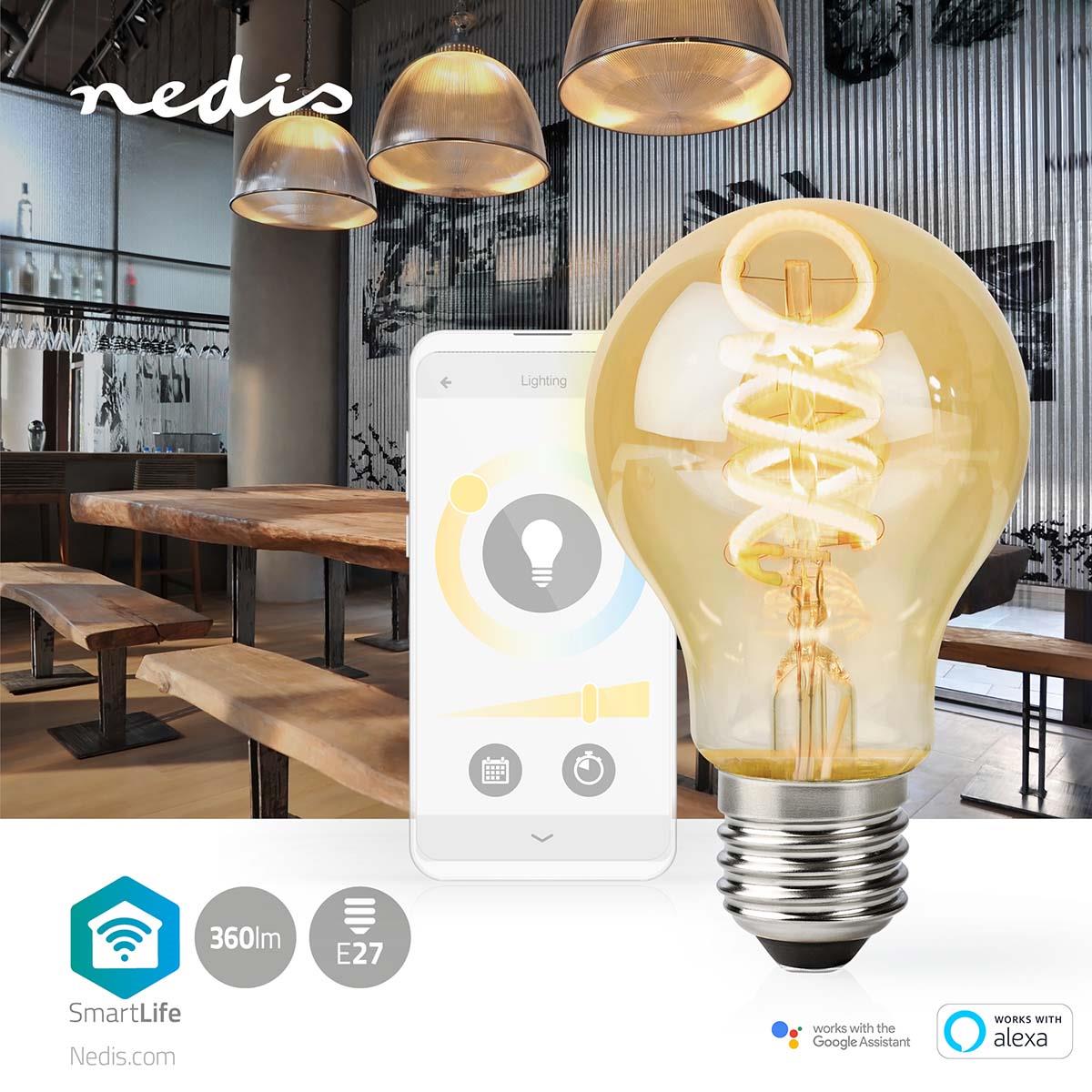 Nedis SmartLife LED Filament Bulb | Wi-Fi | E27 | 360 lm | 4.9 W | Warm to Cool White | 1800 - 6500 K | Glass | Android™ / IOS | Bulb | 1 pcs