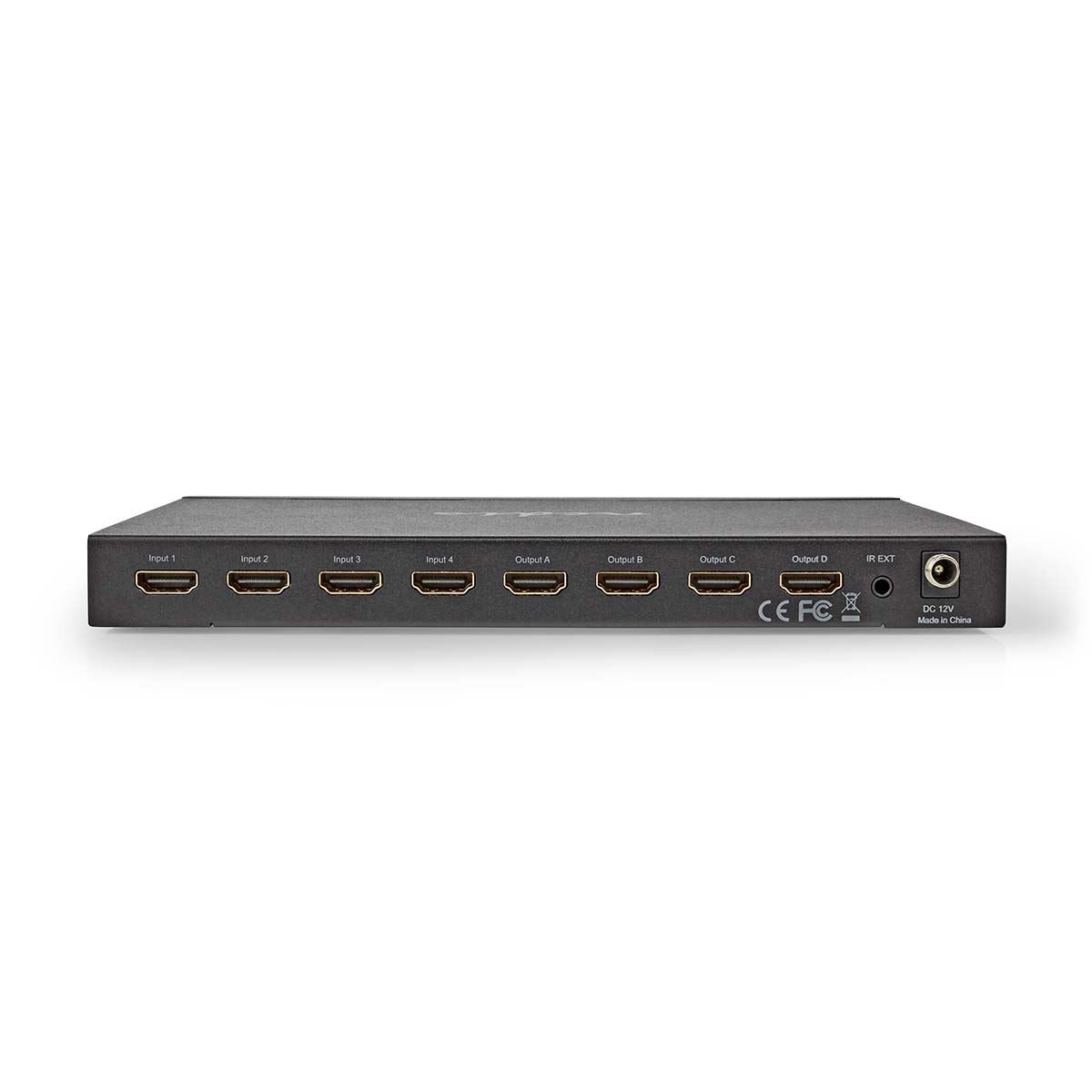 Nedis HDMI™ Matrix Switch | 4 x 4 port(s) | DC Power / 1x RS232 / 4x HDMI™ Input | 4x HDMI™ Output | 4K@60Hz | 18 Gbps | Remote controlled | Metal | Black