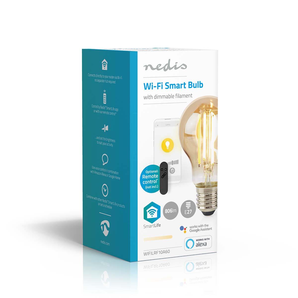 Nedis SmartLife LED Filament Bulb | Wi-Fi | E27 | 806 lm | 7 W | Warm White | 1800 - 3000 K | Glass | Android™ / IOS | Bulb | 1 pcs
