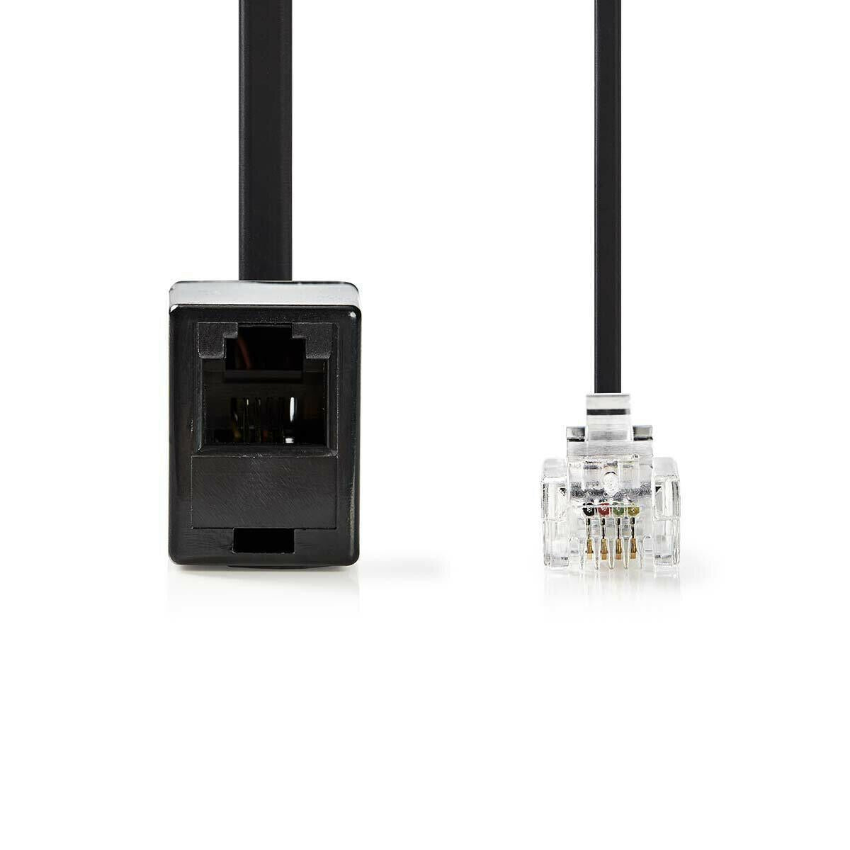 Nedis Telecom Extension Cable | RJ11 Male | RJ11 Female | 10.0 m | Cable design: Flat | Cable type: RJ11 | Black | Envelope