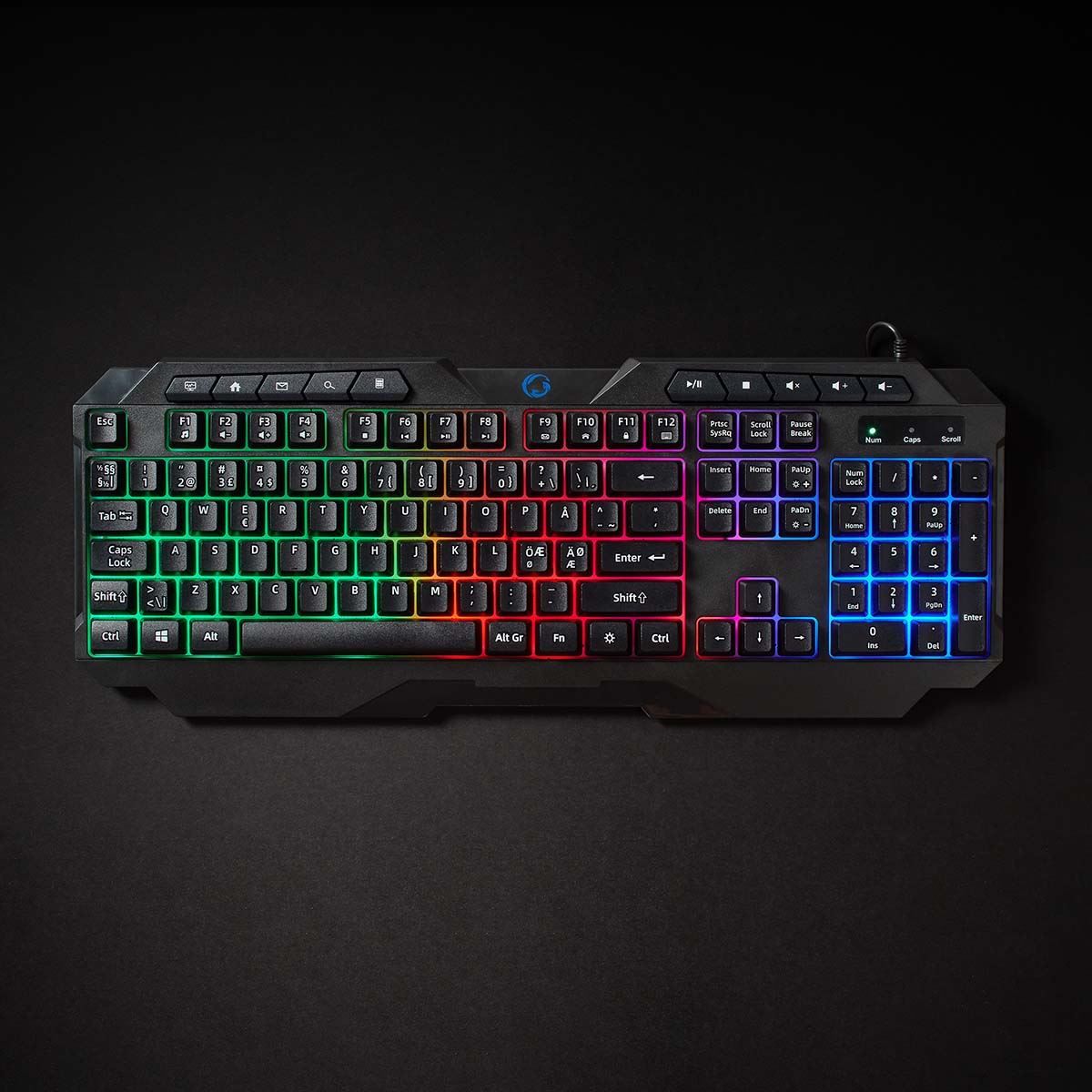 Nedis Wired Gaming Keyboard | USB Type-A | Membrane Keys | LED | QWERTY | ND Layout | USB Powered | Power cable length: 1.30 m | Multimedia