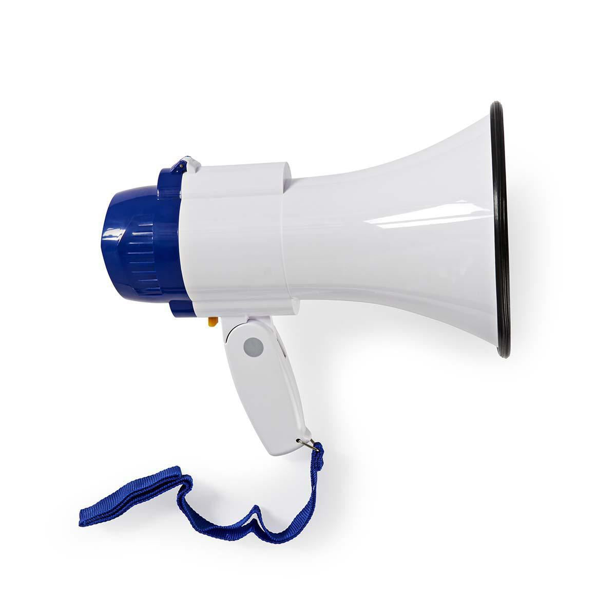 Nedis Megaphone | Maximum range: 250 m | Maximum Volume control: 115 dB | Built-In Microphone | Built-in siren | Recording function | Blue / White