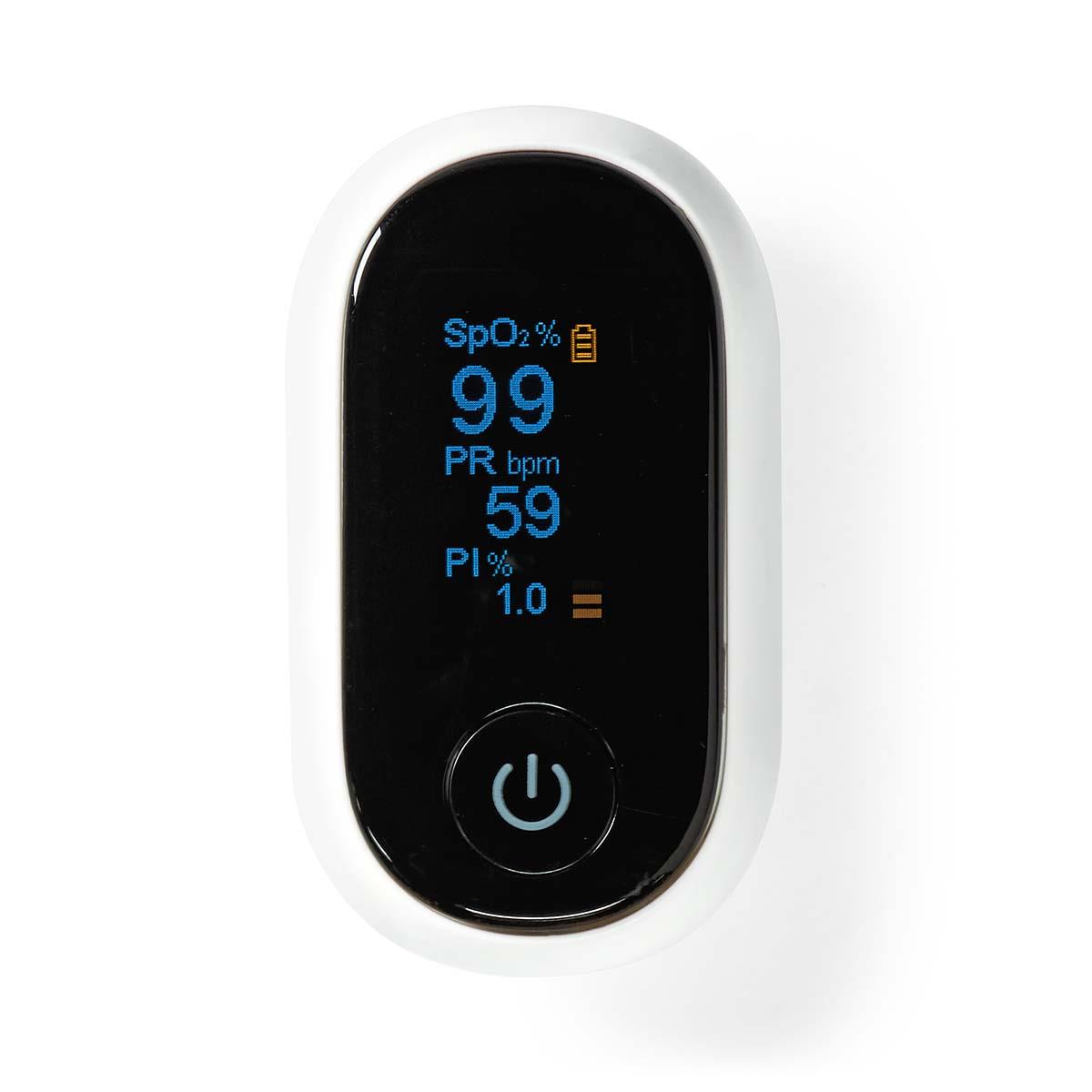 Nedis SmartLife Pulse Oximeter | Bluetooth® | OLED Display | Anti-movement interference / Auditory alarm / High precision sensor / Oxygen saturation (SpO2) / Perfusion index (PI) / Pulse rate (PR) | White