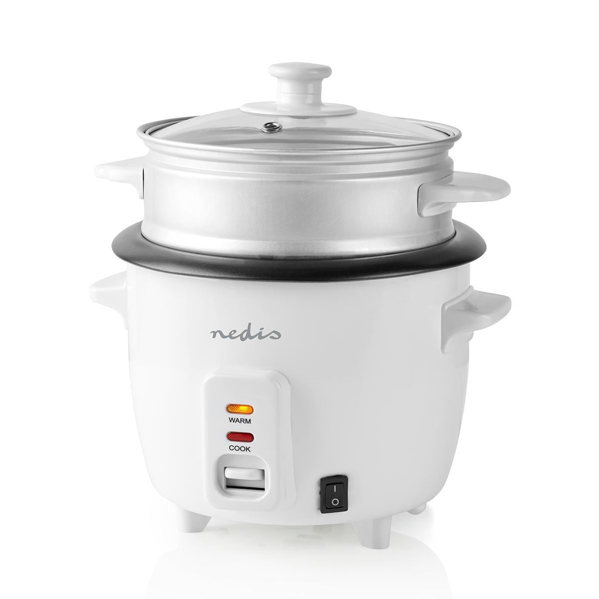 Nedis Rice Cooker | 0.6 l | 300 W | Aluminum Steamer | Non stick coating | Removable bowl | Auto shut-off
