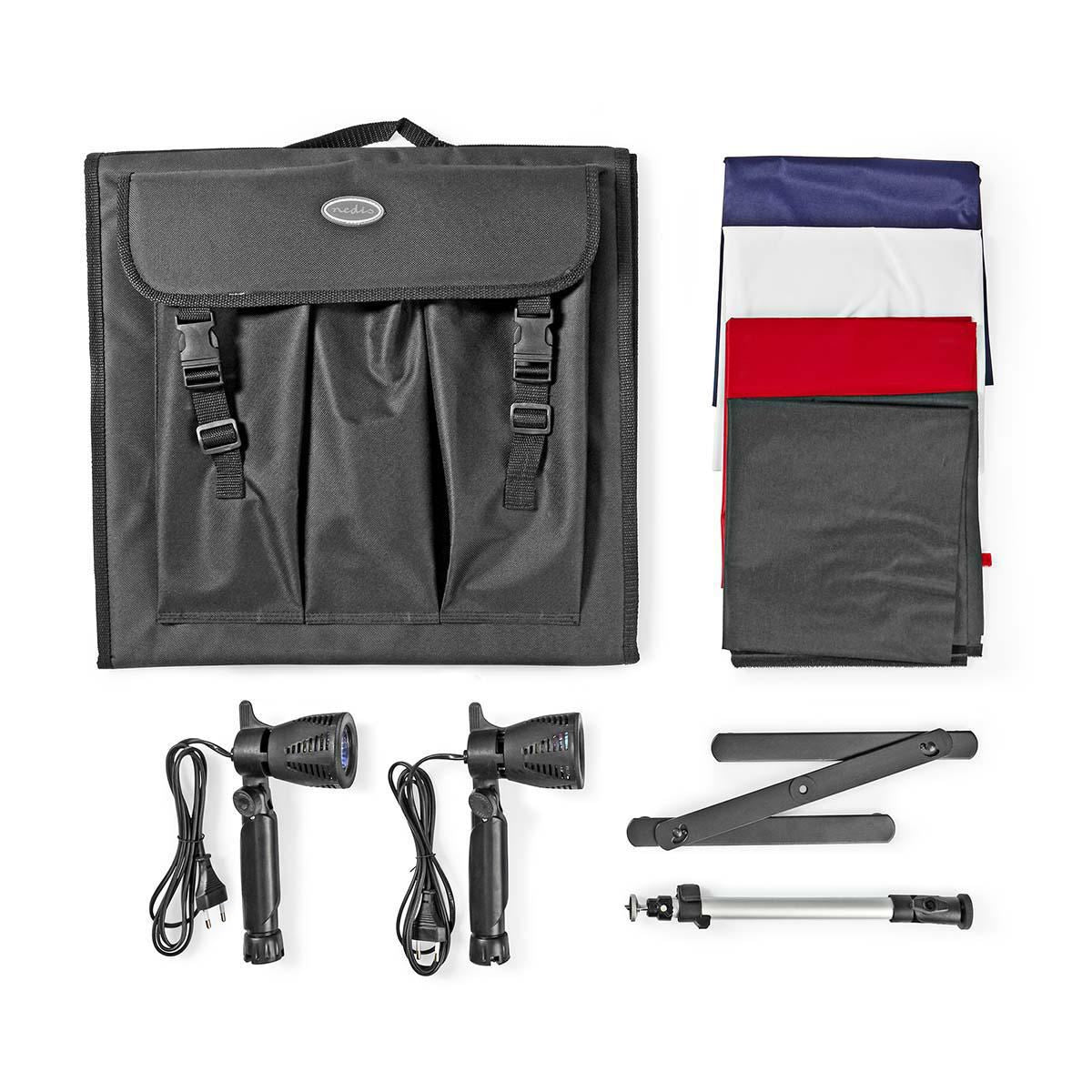 Nedis Portable Photo Studio Kit | 400 lm | Foldable | Backgrounds included | Travel bag included | Black