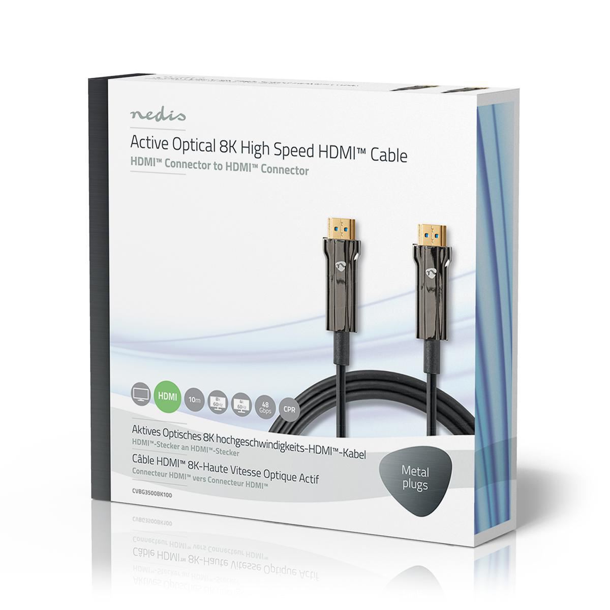 Nedis Active Optical Ultra High Speed HDMI™ Cable with Ethernet | HDMI™ Connector | HDMI™ Connector | 8K@60Hz | 48 Gbps | 10.0 m | Round | PVC | Black | Gift Box