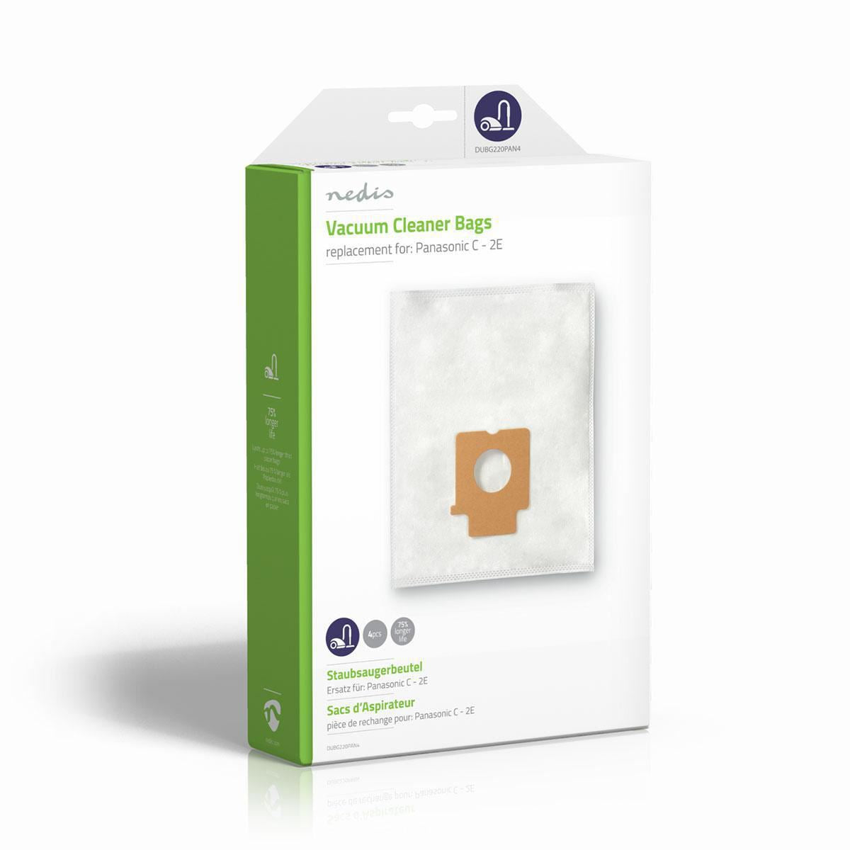 Nedis DUBG220PAN4 | Vacuum Cleaner Bag | 4 pcs | Synthetic | Most sold for: Panasonic C - 2E | White