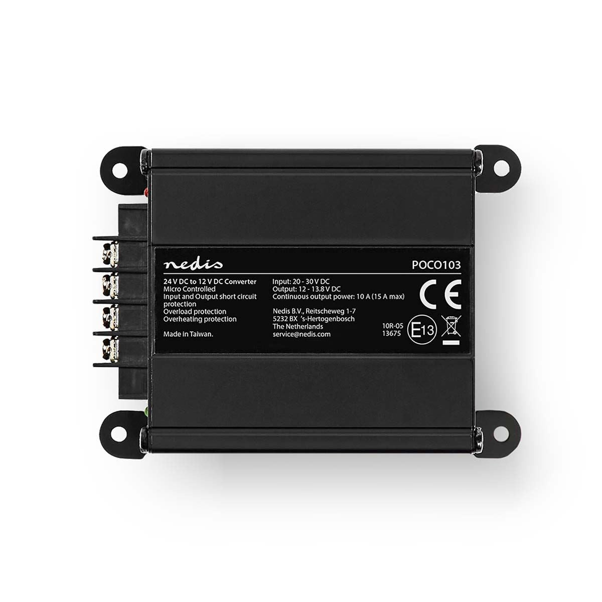 Nedis Power Converter | Car Powered | 24 V DC | 12 V DC | 120 W | Screw Terminal | Equipped with a fuse | Black