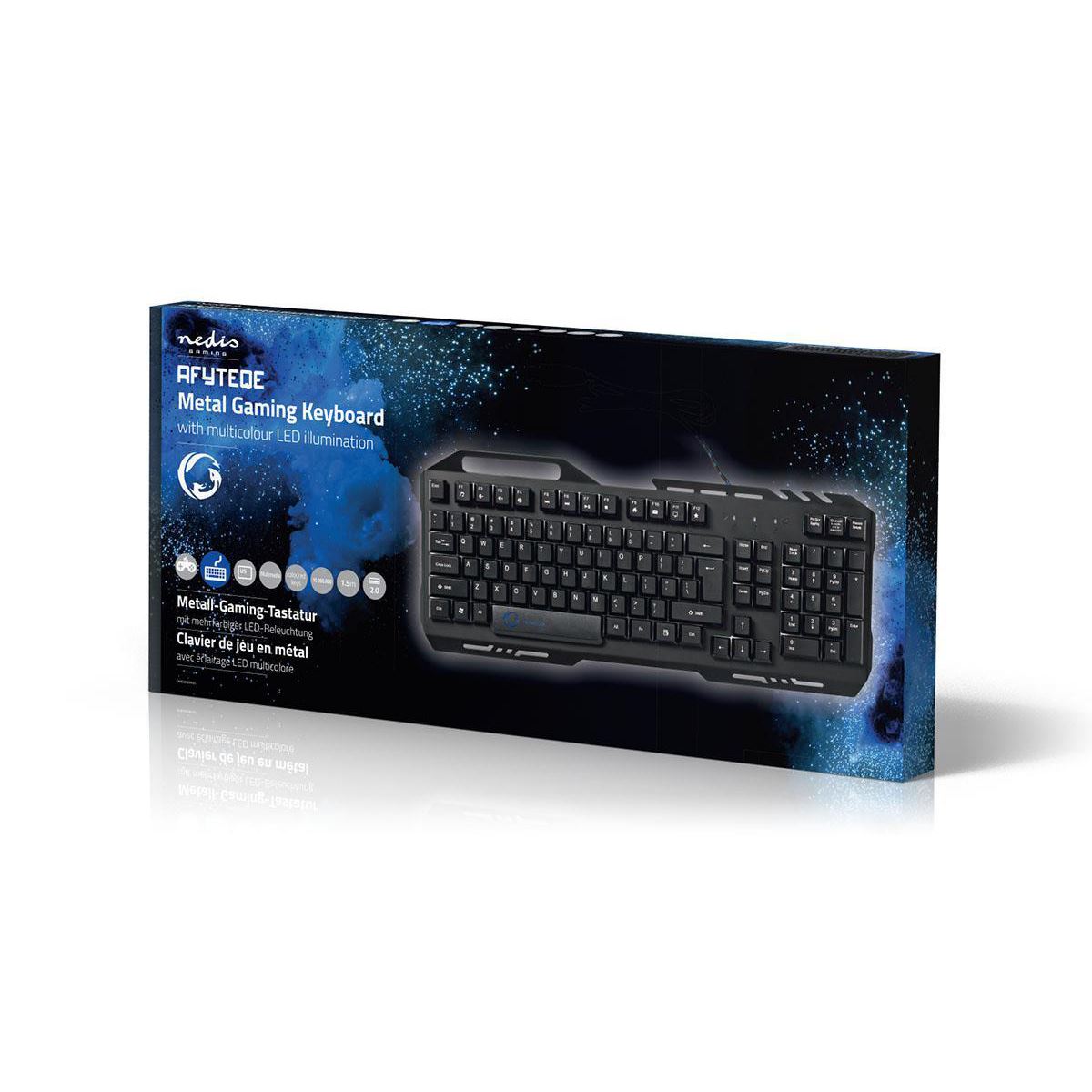 Nedis Wired Gaming Keyboard | USB 2.0 | Membrane Keys | LED | US International | US Layout | USB Powered | Power cable length: 1.50 m | Gaming