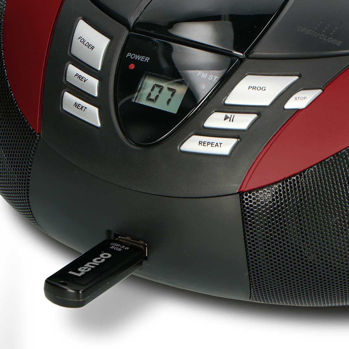 Lenco SCD-37 USB Red Portable FM Radio CD and USB player Red