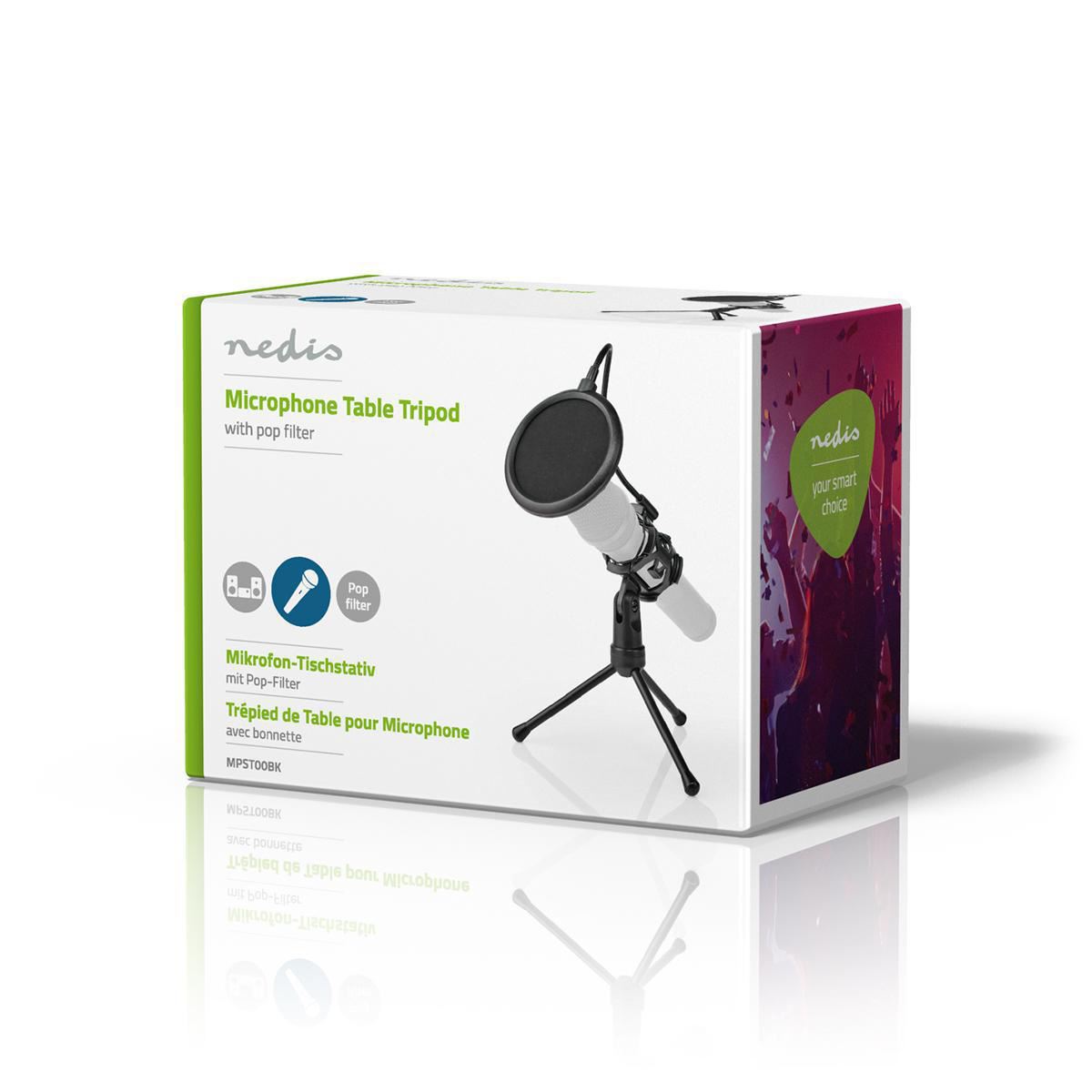 Nedis Microphone Stand | V-Shape | Holder diameter: Under 44 mm | ABS / Metal | Black