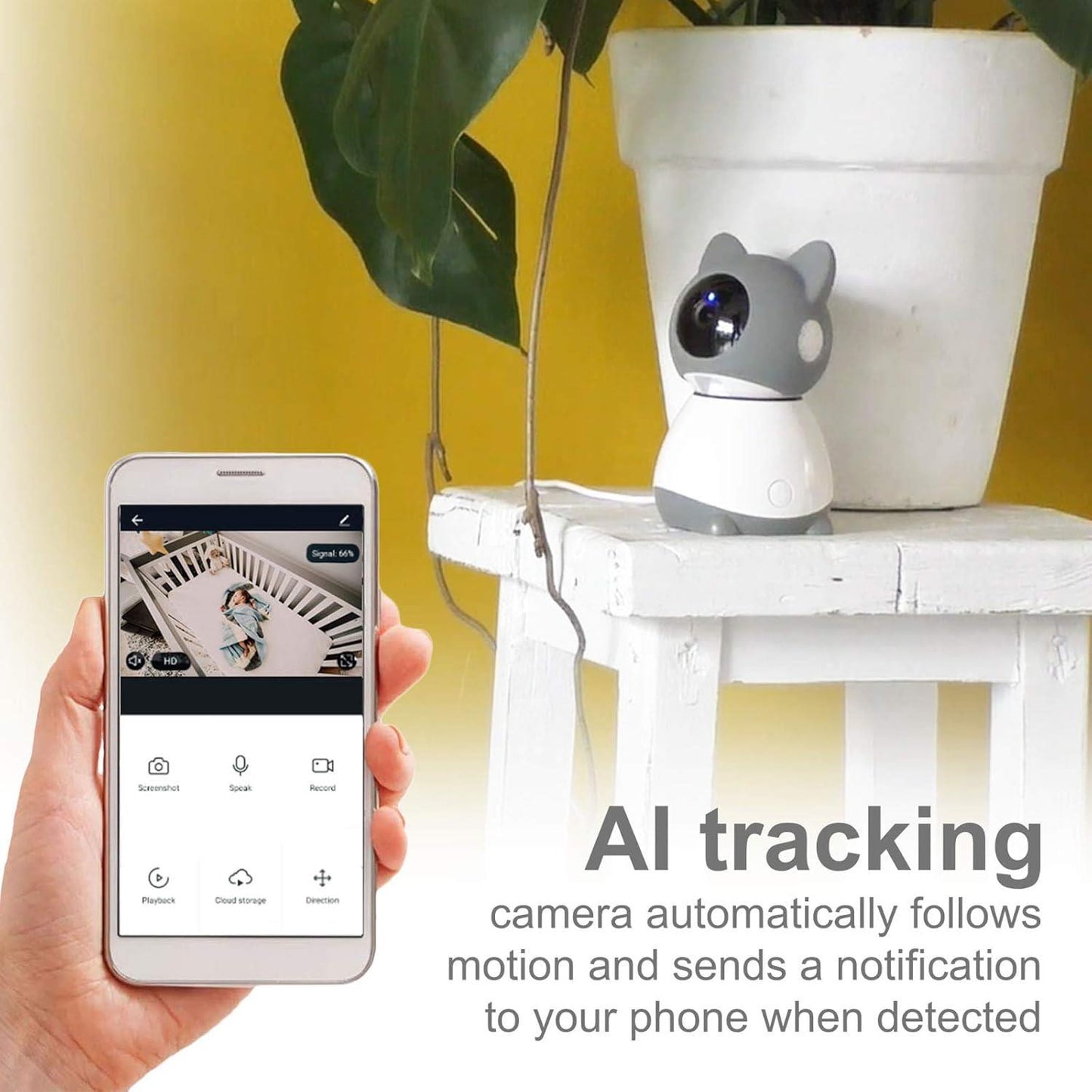 Nedis SmartLife Indoor Camera | Wi-Fi | Full HD 1080p | Pan tilt | Cloud Storage (optional) / microSD (not included) | With motion sensor | Night vision | Grey / White
