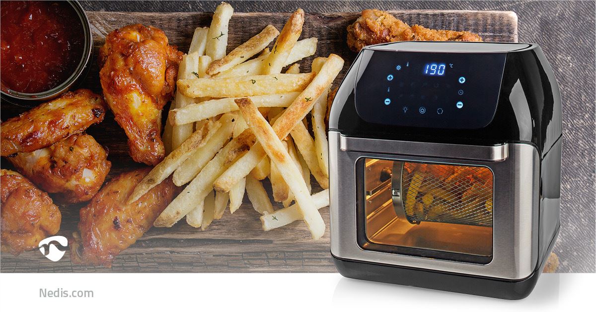 Nedis Hot Air Fryer | 12 l | Timer: 60 min | Number of preset programs: 9 | Digital | Black
