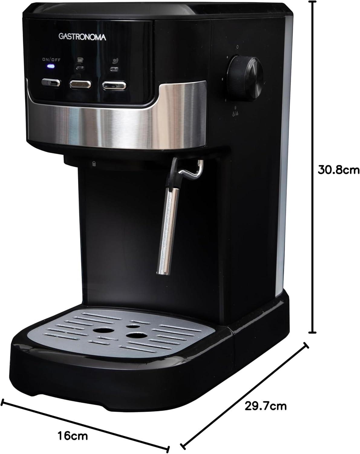 Gastronoma 18110002 | Espresso Coffee Maker 15 bar 1100W | Black / Stainless Steel