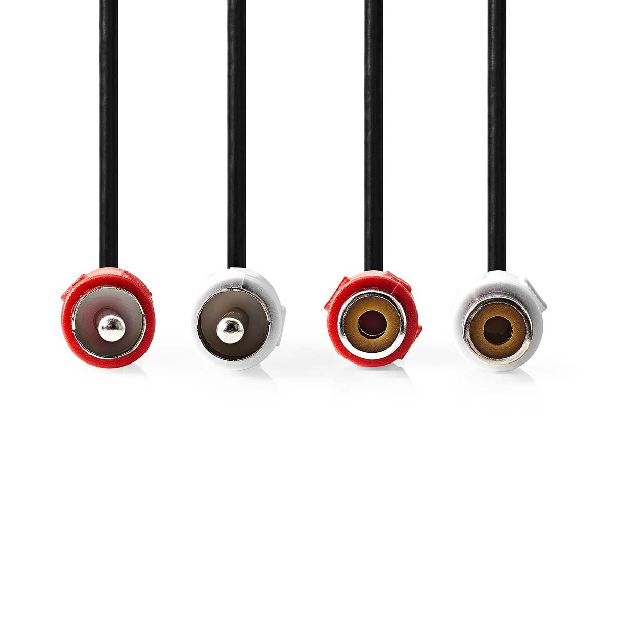 Nedis Stereo Audio Cable | 2x RCA Male | 2x RCA Female | Nickel Plated | 2.00 m | Round | Black | Label