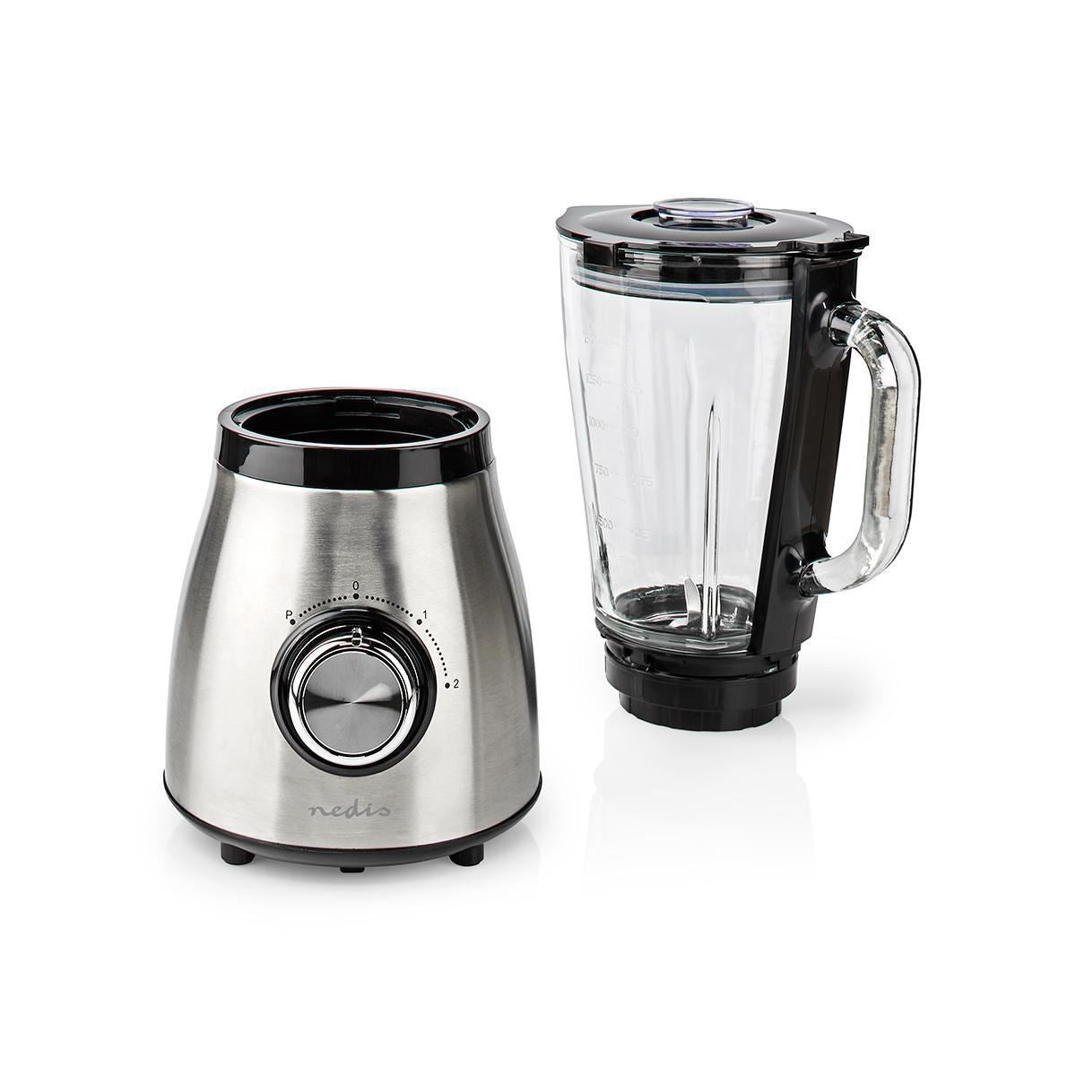 Nedis Stand Blender | 800 W | 1.5 l | Glass | 2-Speed Setting | Black / Silver