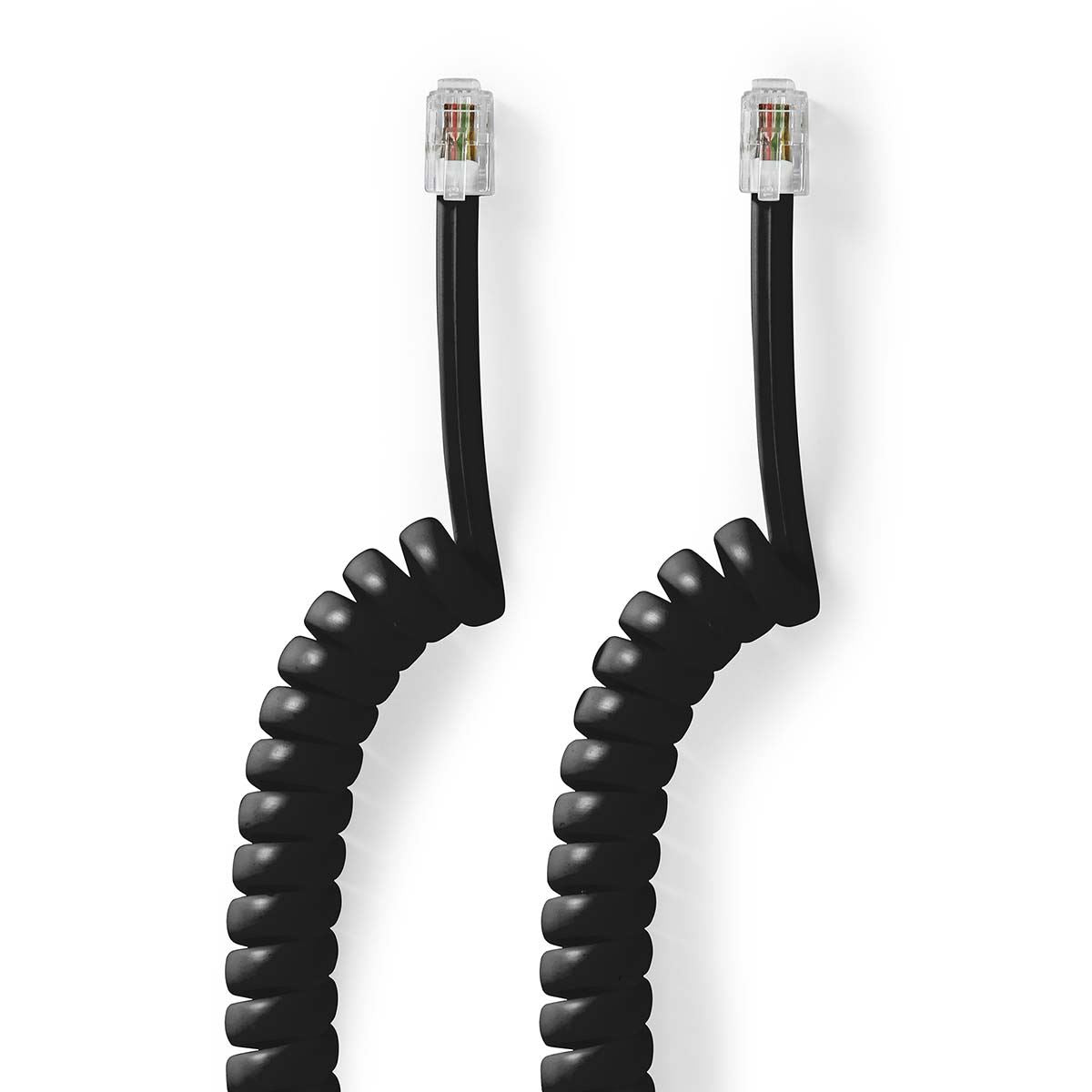 Nedis Telecom Cable | RJ10 Male | RJ10 Male | 5.00 m | Cable design: Coiled | Cable type: RJ10 | Black | Box