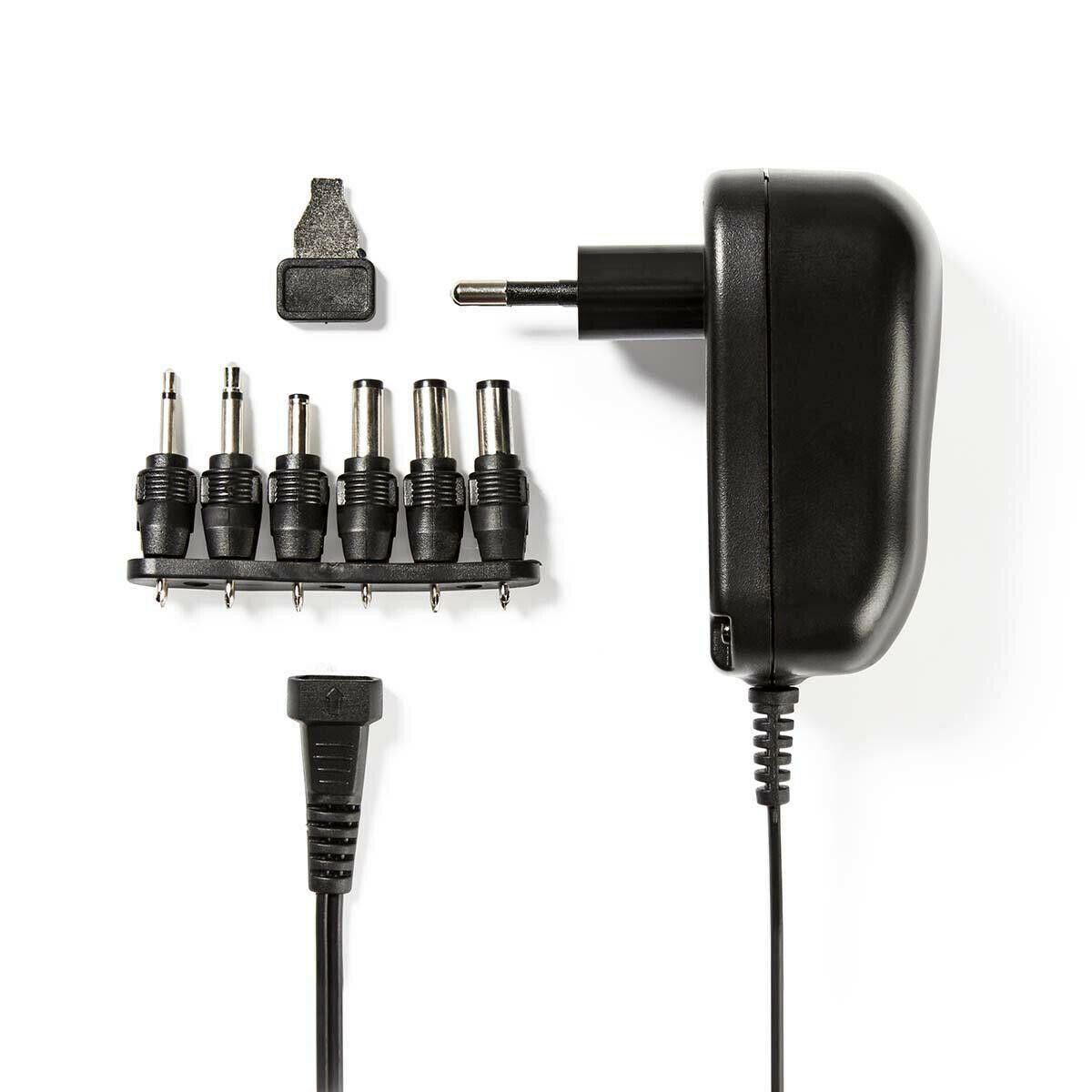 Nedis Universal EU AC Power Adapter | 12 W | 3 - 12 V DC | 1.80 m | 2.0 A | 6 plug(s) | Black