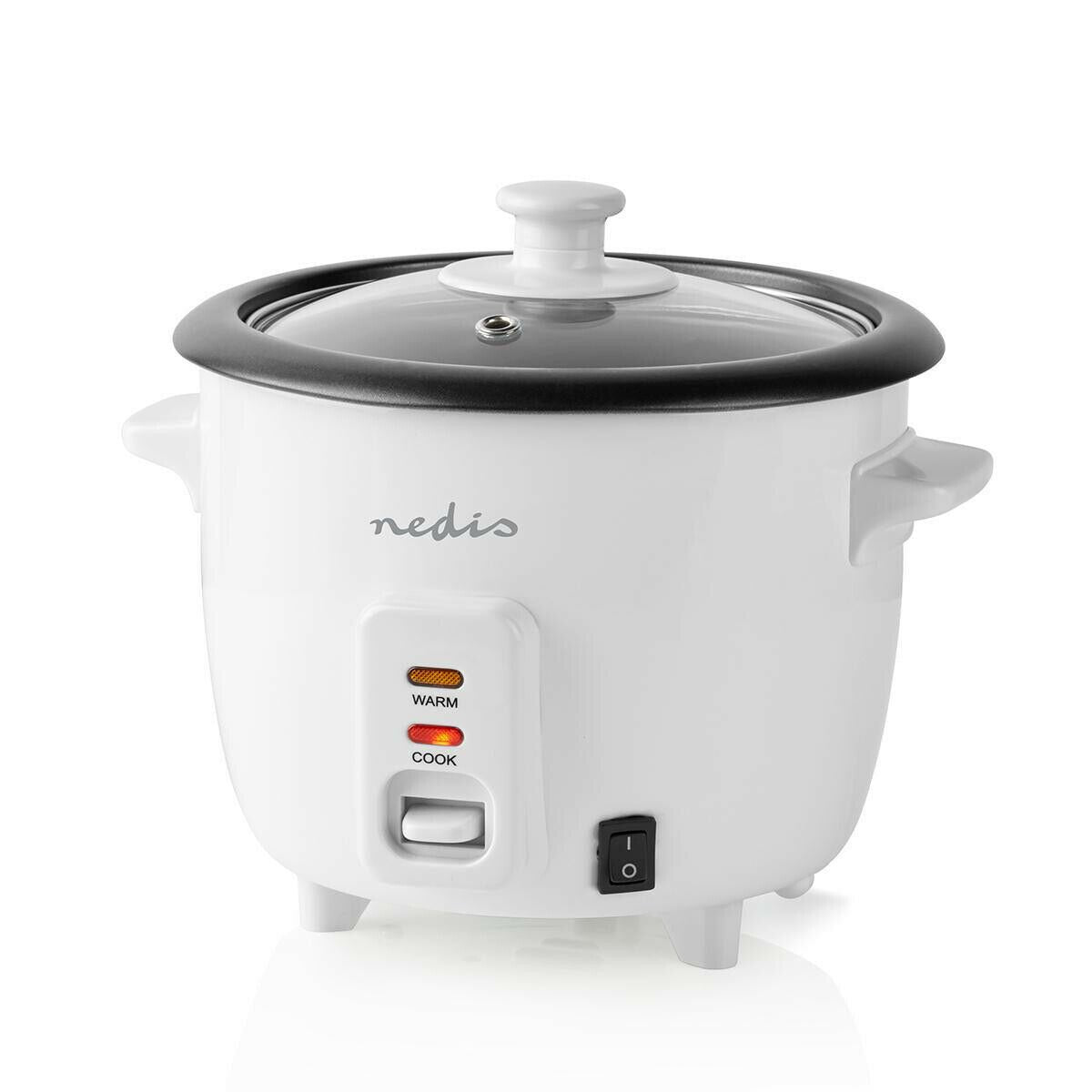 Nedis Rice Cooker | 0.6 l | 300 W | Aluminum Steamer | Non stick coating | Removable bowl | Auto shut-off