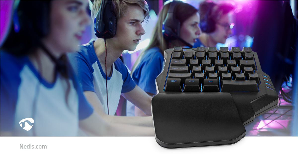 Nedis Wired Gaming Keyboard | USB Type-A | Membrane Keys | RGB | Single-Handed | Universal | USB Powered | Power cable length: 1.60 m | Gaming
