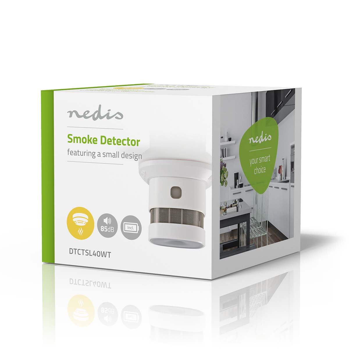 Nedis Smoke Alarm | Battery Powered | Battery life up to: 10 year | EN 14604 | With pause button | With test button | 85 dB | ABS | White