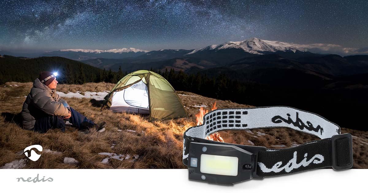 Nedis LED headlight | Battery Powered / USB Powered | 3.7 V DC | Batteries included | Rechargeable | Rated luminous flux: 180 lm | Light range: 20 m